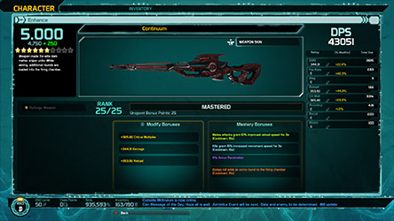 Continuum Ehnace Weapon Screen