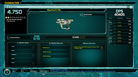 Mag-Blaster Ehnace Weapon Screen