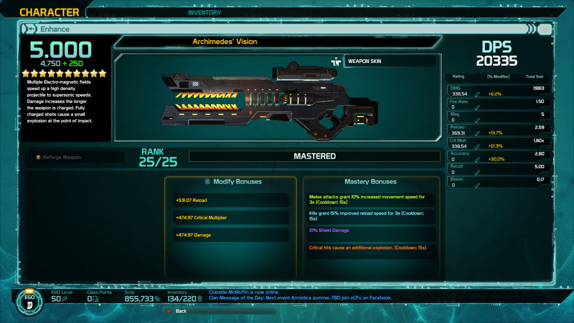 Archimedes&rsquo; Vision Ehnace Weapon Screen