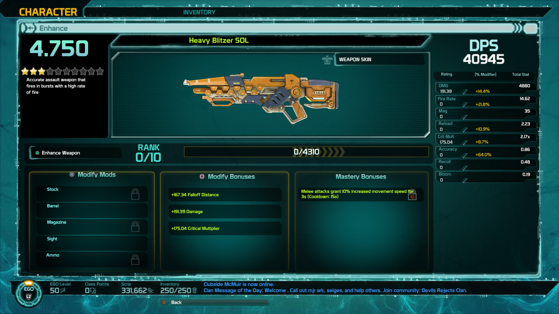 Heavy Blitzer Ehnace Weapon Screen