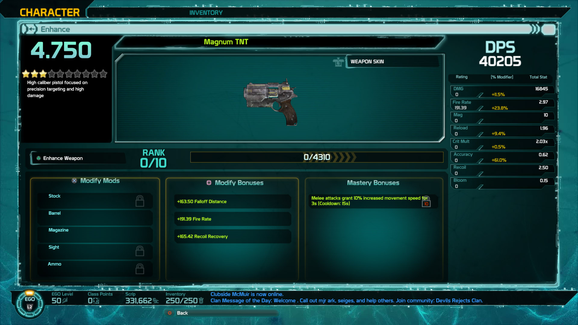 Magnum Ehnace Weapon Screen