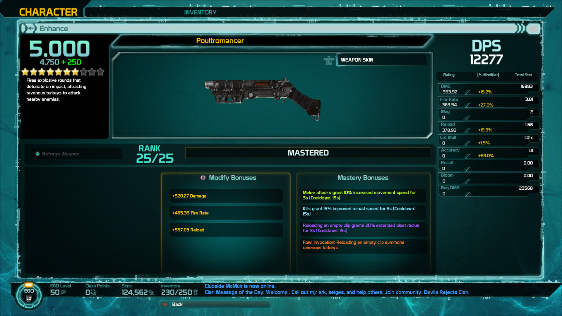 Poultromancer Ehnace Weapon Screen