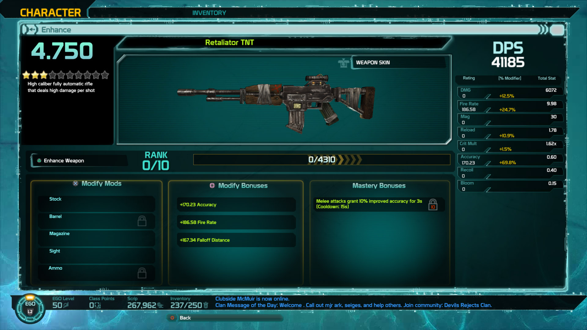 Retaliator Ehnace Weapon Screen