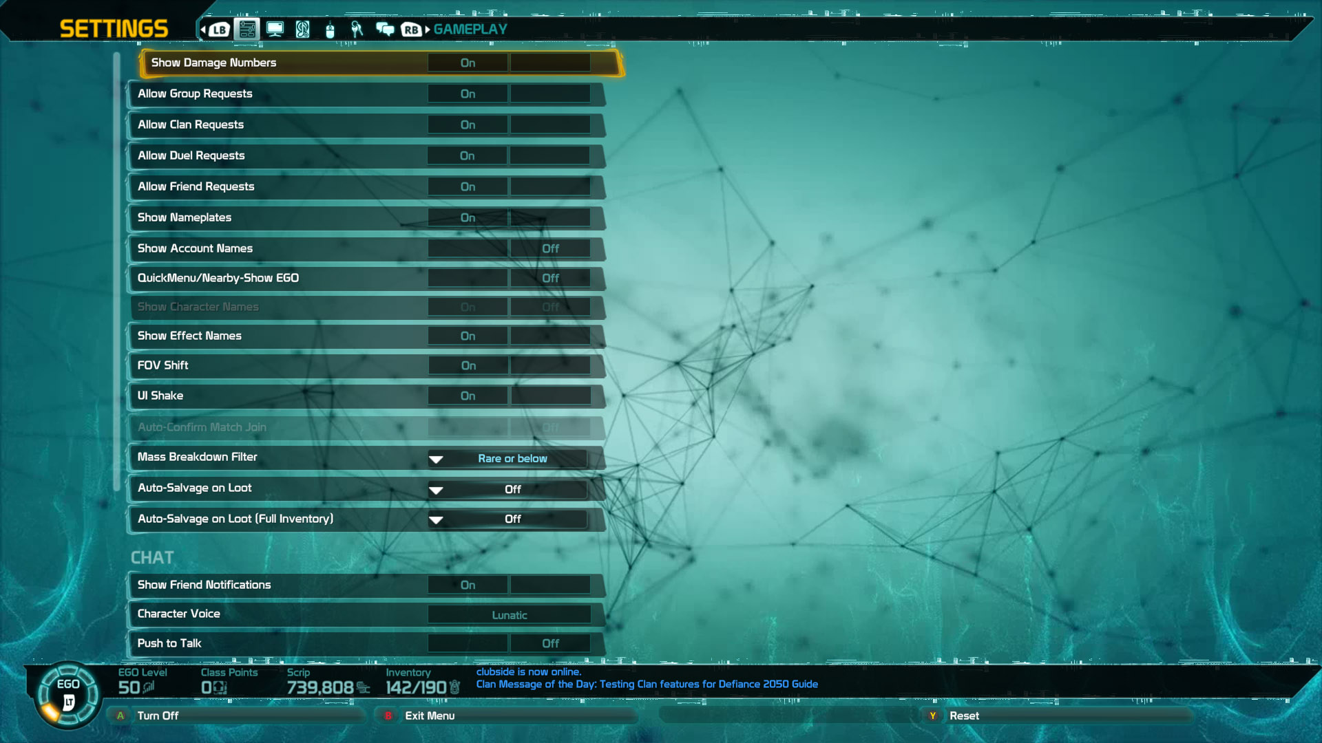 Settings: Gameplay